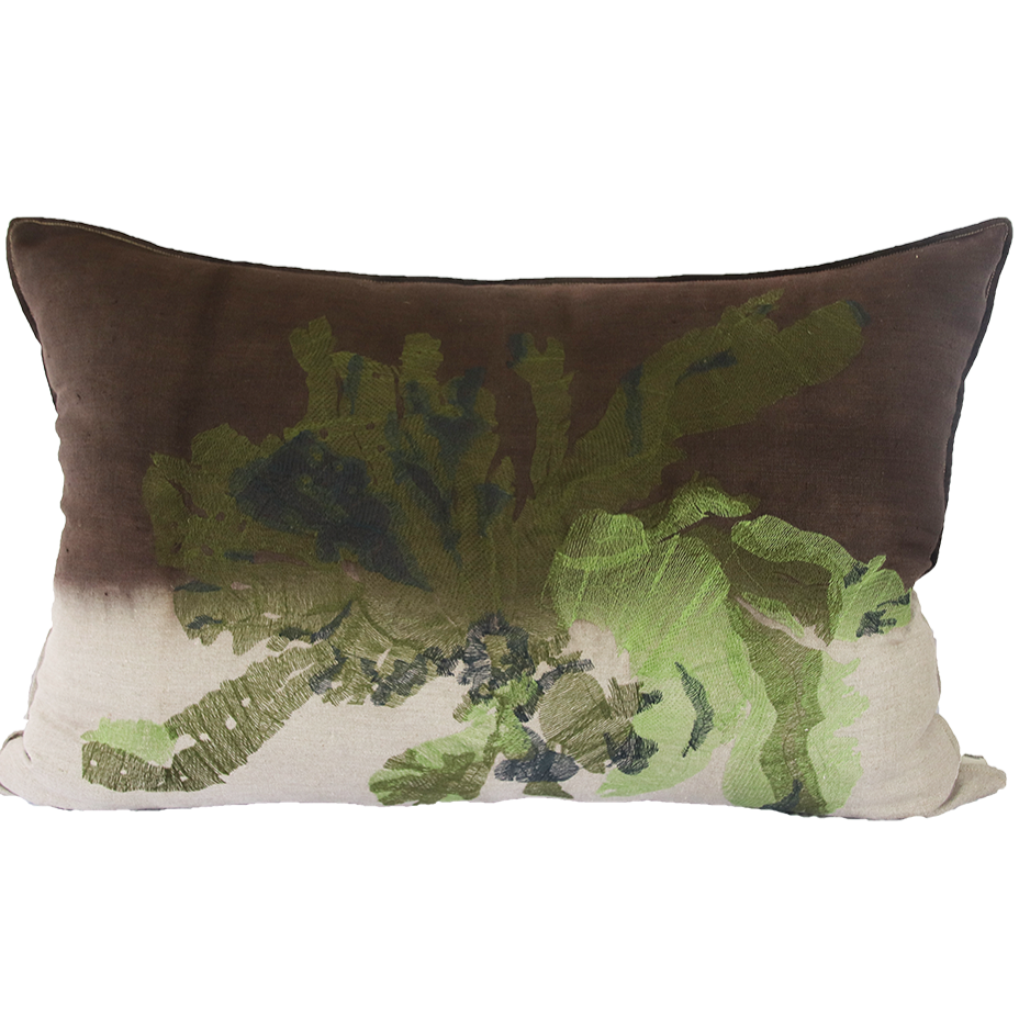 Nitiphyllum Green Embroidered Cushion