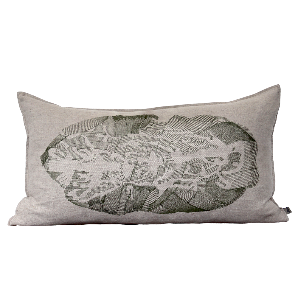 Phyllotheca Green Embroidered Cushion