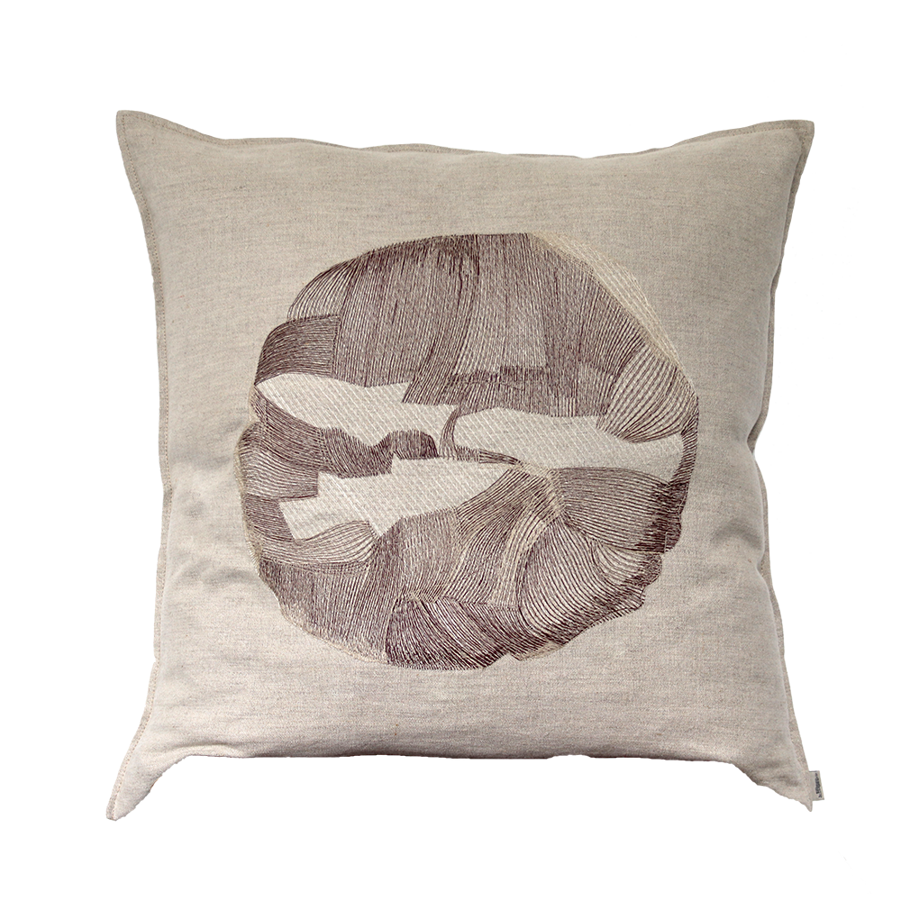 Semionotus Mocha Embroidered Cushion