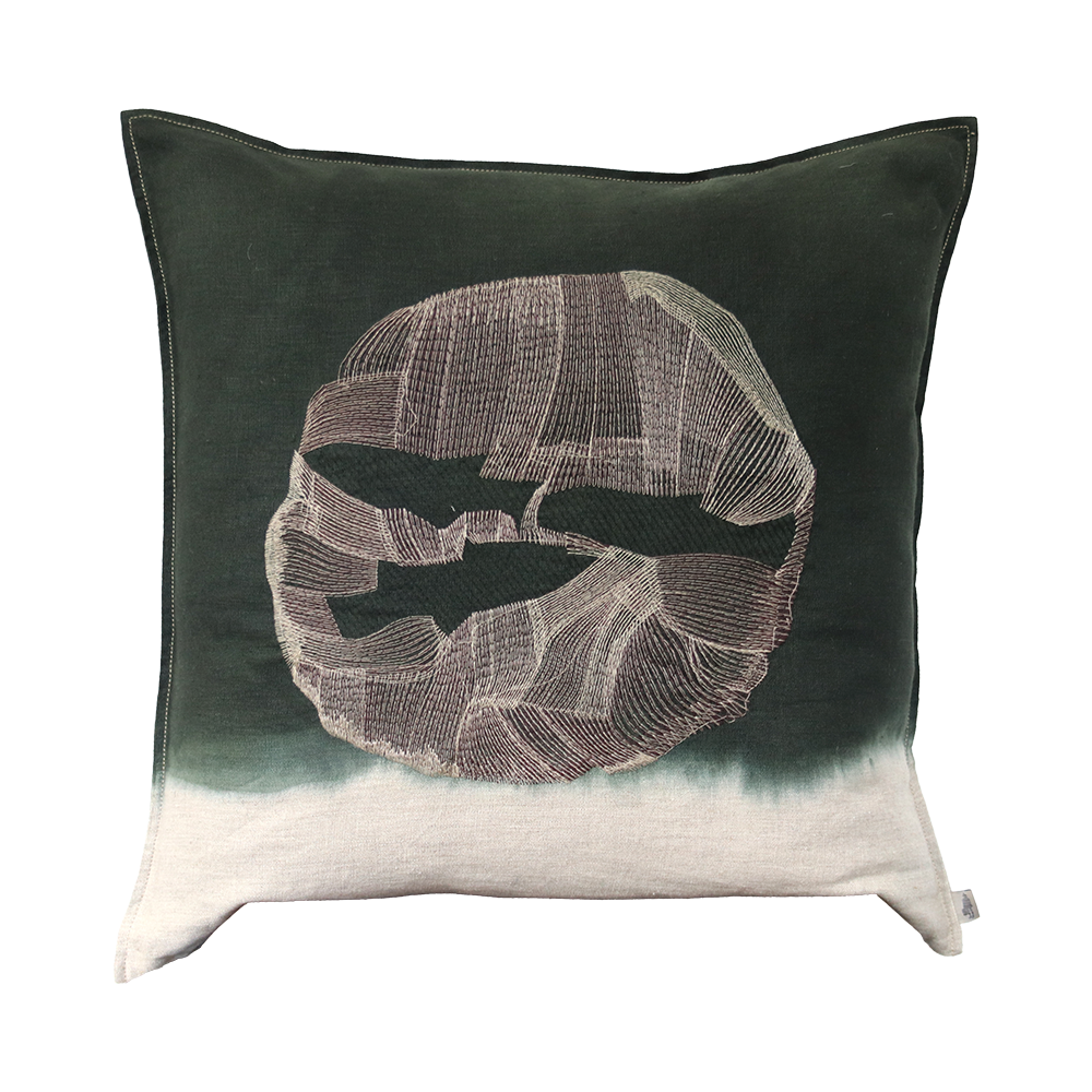 Semionotus Mocha Embroidered Cushion