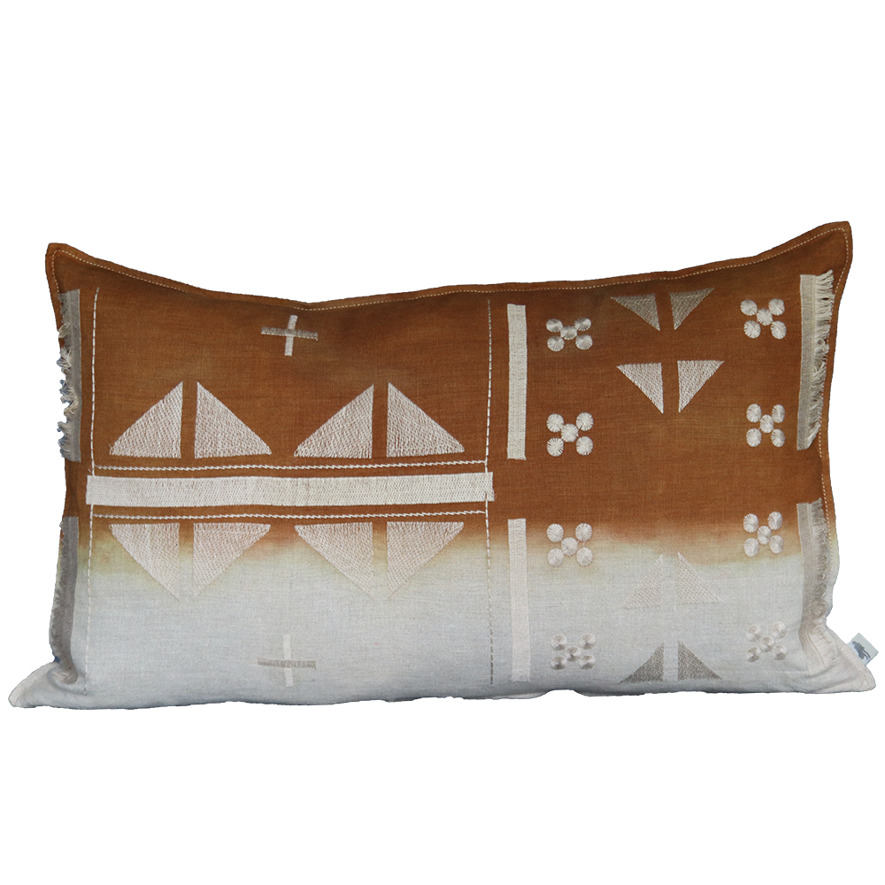 Evolution Product | Varied Origins | Embroidered Tlokwa Cushion Stone