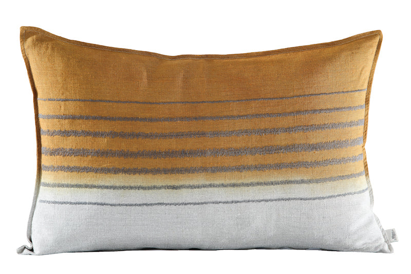 Embroidered Stripe Cushion Charcoal on Stone